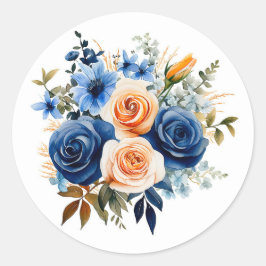 Adesivo Casamento Floral Pintado com marinho Azul e Pêsseg