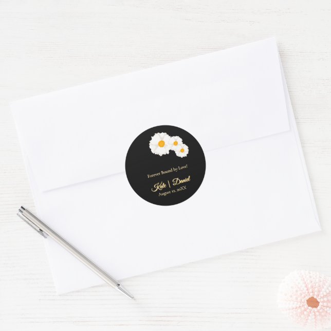 Adesivo Casamento Floral Preto (Envelope)