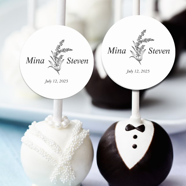 Adesivo Casamento floral preto e branco mínimo (Criador carregado)