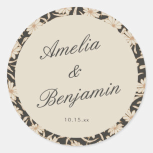 Adesivo Casamento Floral Preto Marfim Personalizado