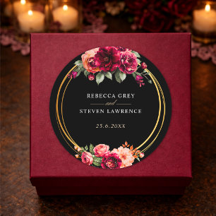 Adesivo Casamento floral preto vermelho-chic