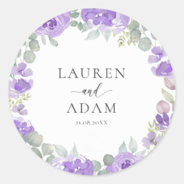 Adesivo Casamento Floral Purple Watercolor