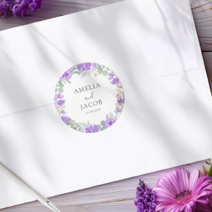 Adesivo Casamento Floral Purple Watercolor