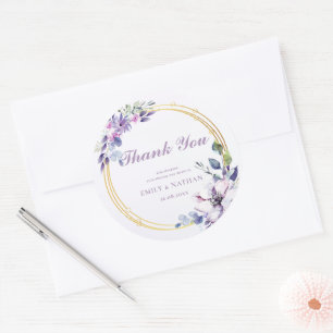 Adesivo Casamento Floral Púrpura De Aquarela Elegante Obri