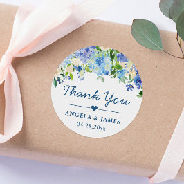 Adesivo Casamento Floral Romântico Blue Hydrangeas Obrigad