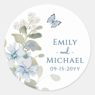 Adesivo Casamento Floral Romântico de Molas Azuis Azuis