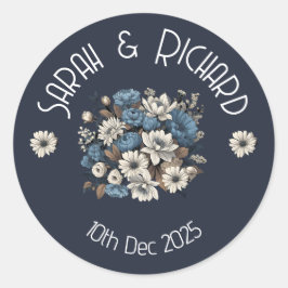 Adesivo Casamento Floral Romântico do Marinho Elegante