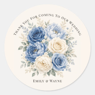 Adesivo Casamento Floral Rosa Azul e Creme