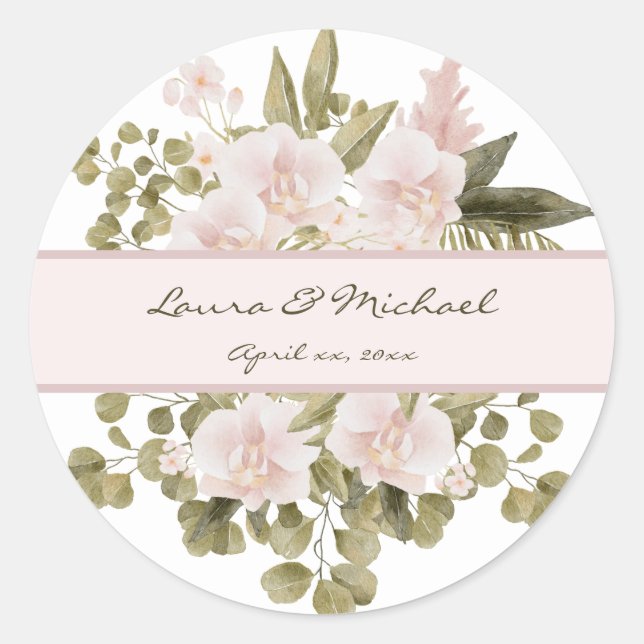 Adesivo Casamento Floral Rosa Elegante (Frente)