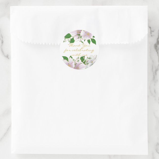 Adesivo Casamento Floral Rosa Elegante Dourado (Bolsa)