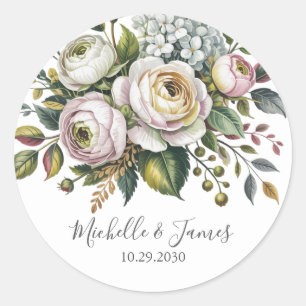 Adesivo Casamento Floral Rosa Hortênsia Elegante