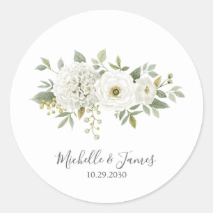 Adesivo Casamento Floral Rosa Hortênsia em Aquarela Elegan