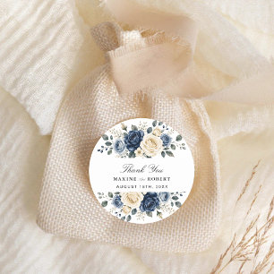 Adesivo Casamento Floral Rosa Marfim e Azul Navy Empoeirad