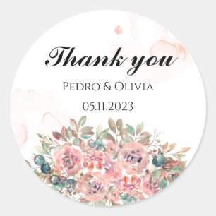 Adesivo Casamento floral rosa moderno
