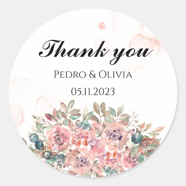 Adesivo Casamento floral rosa moderno (Frente)