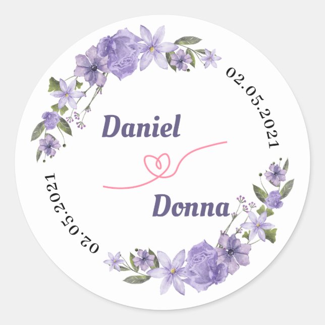 Adesivo Casamento Floral Roxo (Frente)