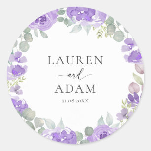 Adesivo Casamento Floral Roxo Aquarela