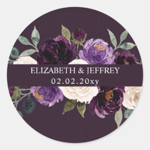 Adesivo Casamento Floral Roxo Bege Berinjela