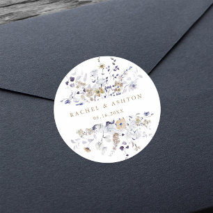 Adesivo Casamento Floral Roxo Branco Dourado Romântico