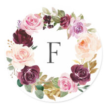 Casamento Floral Roxo Elegante Monograma Outono
