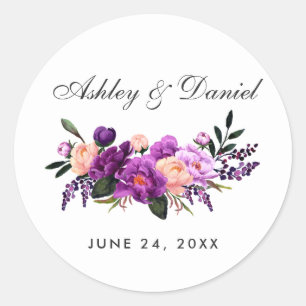 Adesivo Casamento floral roxo ultravioleta da aguarela