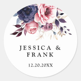 Adesivo Casamento floral russo azul burgundy e roxo