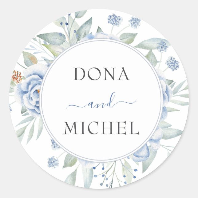Adesivo Casamento Floral Rustic Blue Winter (Frente)