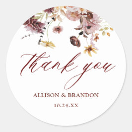 Adesivo Casamento Floral Rustic Fall Obrigado A Favor