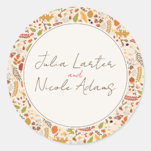 Adesivo Casamento Floral Rústico Seco Boêmio Outono Queda