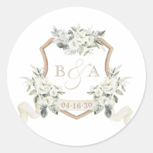 Adesivo Casamento Floral Sage Verde Floral Crest Branco