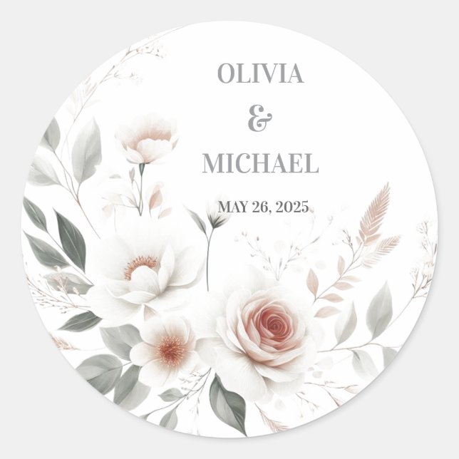 Adesivo Casamento Floral Simples Bege (Frente)