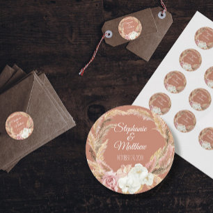 Adesivo Casamento Floral Terracotta Blush Boho Pampas Palm