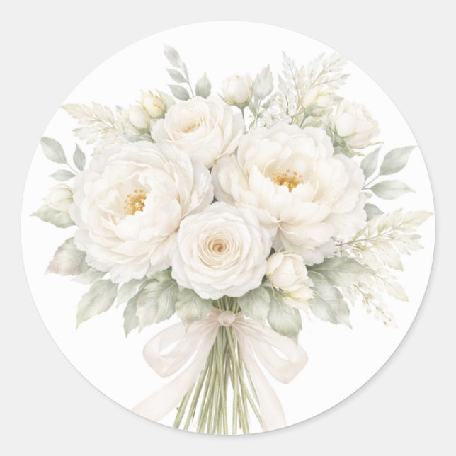 Adesivo Casamento Floral Todo Branco (Frente)