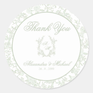 Adesivo Casamento Floral Toile Crista Monograma Elegante S