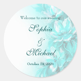 Adesivo Casamento floral turquesa elegante
