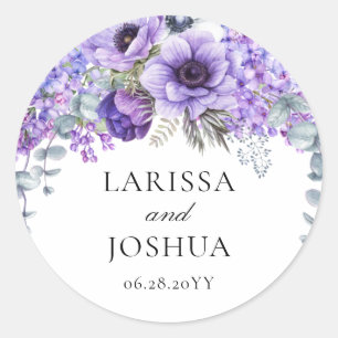Adesivo Casamento Floral Verde Elegante Roxo