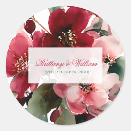 Adesivo Casamento Floral Vermelho com Tema de Natal