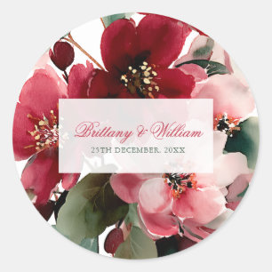 Adesivo Casamento Floral Vermelho com Tema de Natal