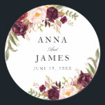 Adesivo casamento floral vermelho e borrado<br><div class="desc">etiqueta adesiva de casamento,  design floral geométrico com flores vermelhas e cor d'água borrado pintadas manualmente. Os detalhes de cor e texto podem ser personalizados.</div>