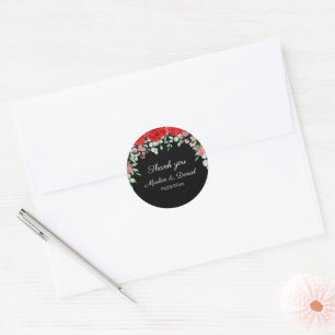 Adesivo Casamento Floral Vermelho E Negro Elegante