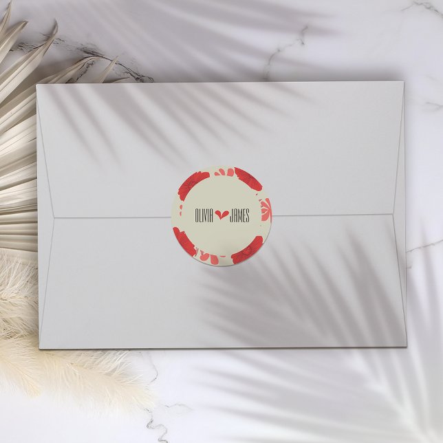 Adesivo Casamento Floral Vermelho Romântico (Criador carregado)