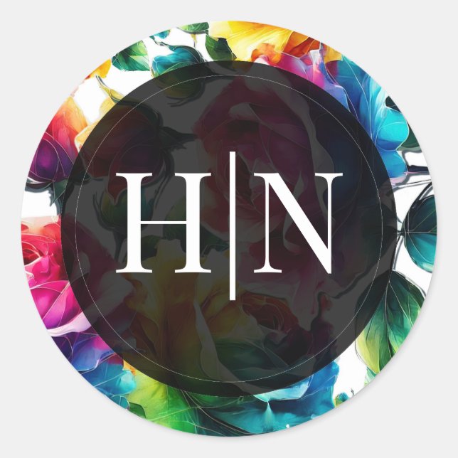 Adesivo Casamento Floral Vibrante Preto e Branco Rosas Arc (Frente)