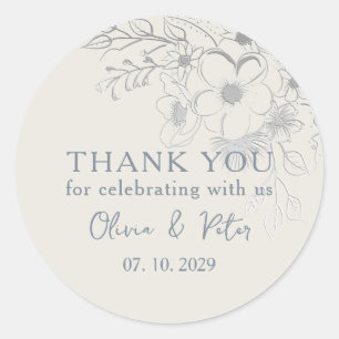 Adesivo Casamento Floral Vintage Obrigado