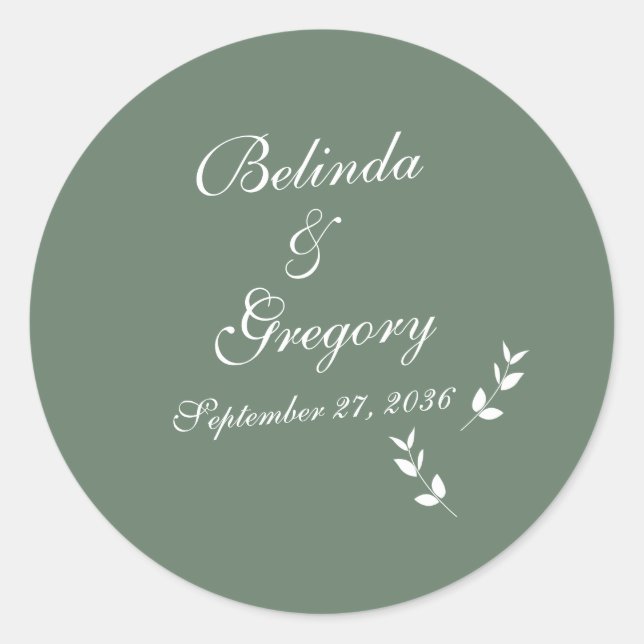 Adesivo Casamento Formal De Azeitona Verde De Elegante (Frente)
