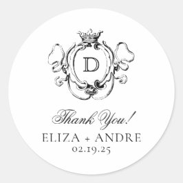 Adesivo Casamento Formal de Monograma Negro e Branco