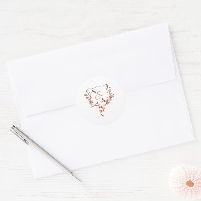 Adesivo Casamento Formal Russo Floral Crest Monograma (Envelope)
