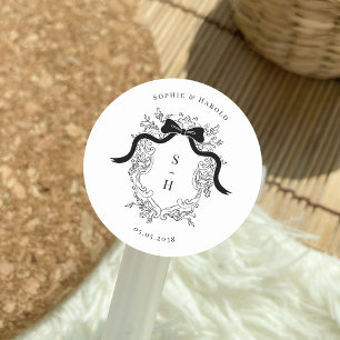 Adesivo Casamento francês do Arco Coquette Crest Monograma