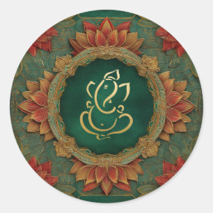Adesivo Casamento Ganesh   Casamento Indiano Lotus Verde