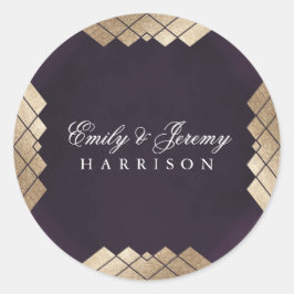 Adesivo Casamento Gatsby Dourado Roxo Geométrico