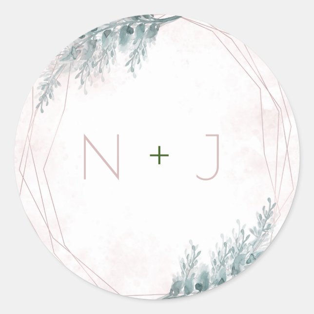 Adesivo Casamento Geométrico Botânico Cor de Água Rosa Esc (Frente)